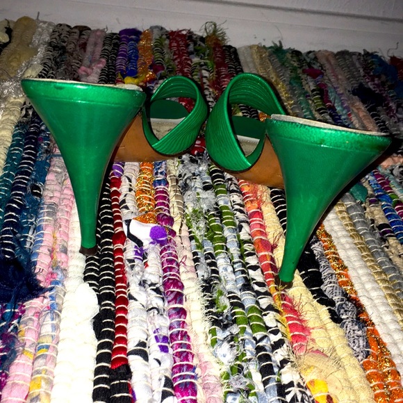 VTG 80’s GAROLINI LIME LEATHER STILETTO SANDAL SZ 7.0M Italy - Picture 3 of 8